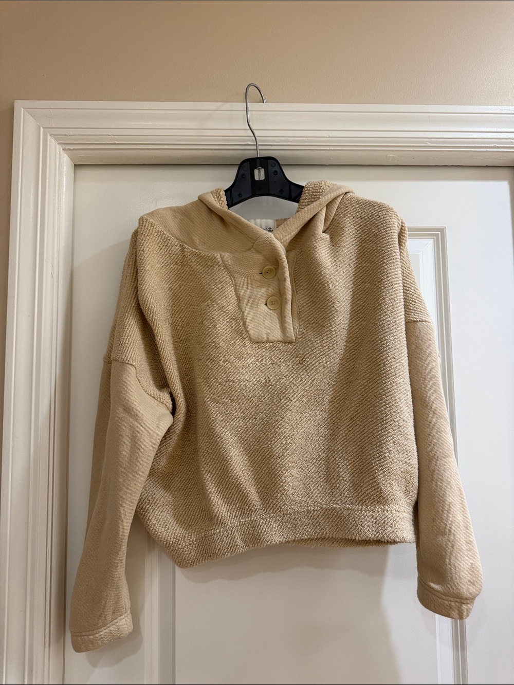 Vintage Havana Cream Textured Hooded Henley Pullover